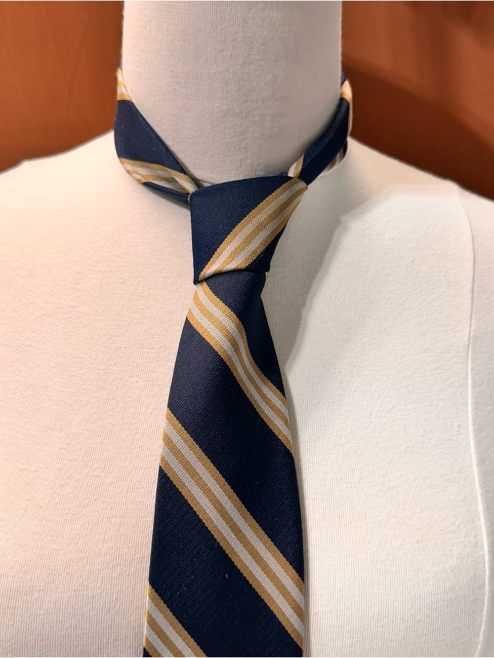 Classic Navy and Gold Striped Men's Tie - Elegant Formal Pierre Cardin Necktie